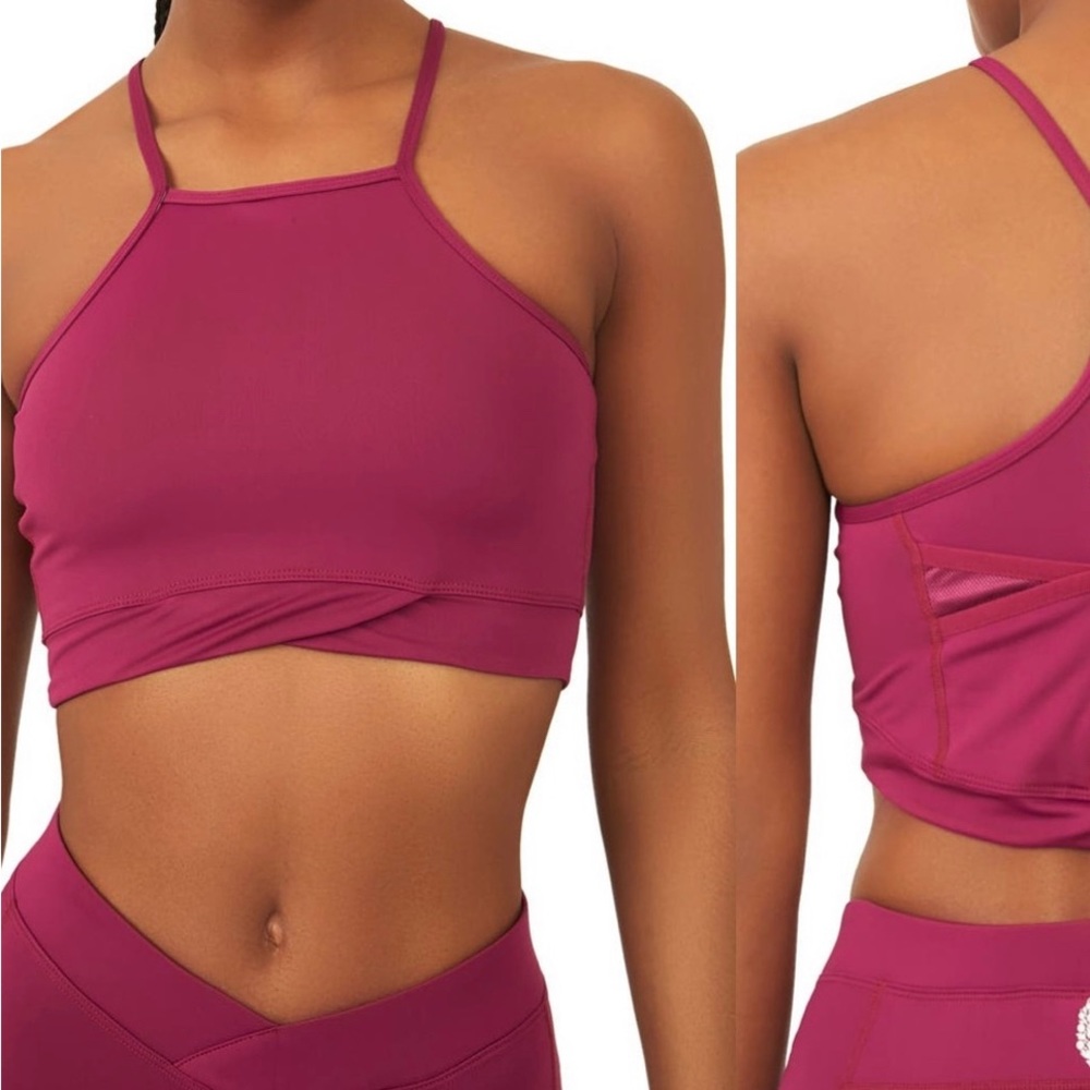 Women's High-Neck Sports Bra - Magenta